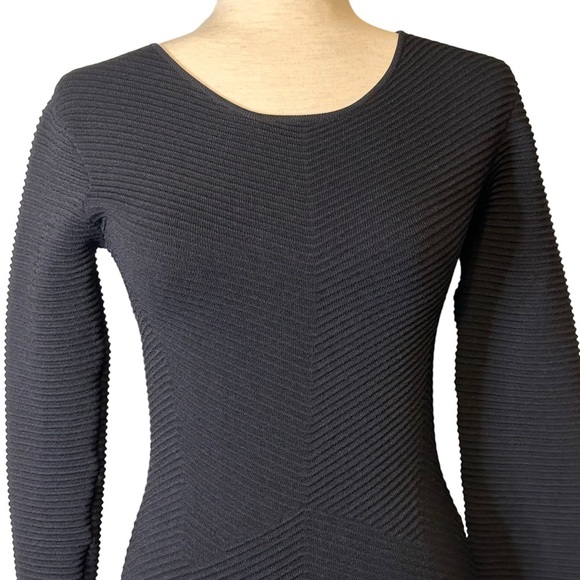 Torn by Ronny Kobo Black Body Con Mini Dress Chevron Knit Size Medium - Picture 3 of 13